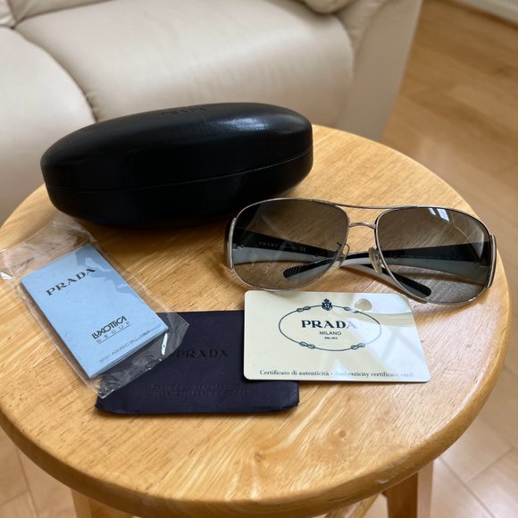 Never Worn - Prada Unisex Silver Pilot Sunglasses main image 6
